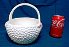 Vintage Large Oval Basket Serving Bowl With Vegetable Art 7-1 2  Mint