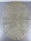 Vintage - Handmade Doily Lovely White Peacocks - B1