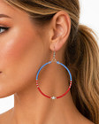 Red Blue Silver Hoop Earrings Usa Silver Star Beaded Hoops