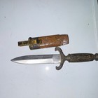 Ornate Brass Handle Dirk Dagger Steel Blade Double Edge With Sheath