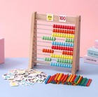 Wooden Abacus For Kids - 100 Counting Sticks And Number Toys Cards 1-100  Educat