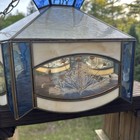Vintage Tiffany Style Stained Glass Chandelier Ceiling Light  Lamp 2 Light 70s