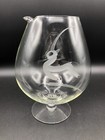 Mcm Etched Glass Snifter Footed Cocktail Martini Gazelle Pitcher Vintage Bar