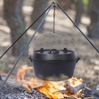 12 Qt Cast Iron Dutch Oven Skillet Lid Outdoor Camping Deep Pot Fireplace Bbq