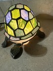 Vintage Tiffany Style Stained Glass Turtle Night Light Lamp Broken Glass Read