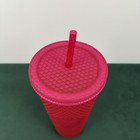 Starbucks 2019 Hot Pink Studded Tumbler Venti 24oz Cold Cup W  Lid   Straw