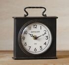 New - Vintage Inspired  Black Carriage Table Clock 6  T X 5  W  Rustic Farmhouse