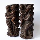 Antique Indian Hindu Wood Carvings Statues Of Matrika Mother Goddess And Child