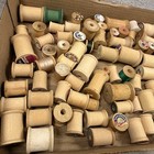 Large Lot Vintage Wooden Thread Spools Coats Clark Labels Sewing Craft Decor 90