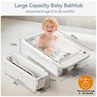 Foldable Baby Bathtub With Stand - Includes Thermometer And Soft Seat Cushion