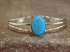 Native American Sterling Silver   Blue Opal Bracelet By Alice Saunders