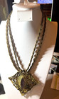 Antique Art Nouveau Filigree Czech Amethyst Glass Stone Necklace