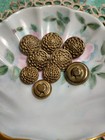 Vintage Lot Of 9 Brass Shank Suit Buttons Floral Dahlia Style Round 6 Lg 3 Sm