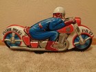 Lot Of Three Vintage Motorcycle Friction Driven Tin Toys - Various Sizes  1960s 
