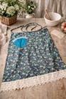 Vintage Floral Apron Handmade Cottagecore Blue Green Lace Apron Women 