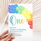 Rainbow Balloon 1st Birthday Invitation Editable Canva Template 5x7 Digital