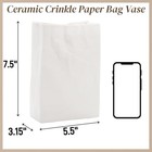 Crinkle Paper Bag Ceramic Vase  7 5 Inch Unique Flower Vase  White Matte Squa   