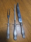 Antique 3 Pc Sterling Silver Carving Set No Monogram 