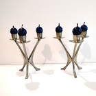 Bm Norway Modernist Pewter Tripod Candlestick Holders  2  Brodrene Mylius Mcm