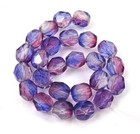 25 Firepolish Czech Glass Faceted Round Beads - Dual Coated Amethyst fuchsia 6mm