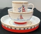 Lenox Sailboat 3 Piece Child s Dinnerware Set Baby Boy Gift Porcelain Silicone