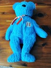 Ty Adison Blue Plush Baseball Beanie Baby With Tags 8 Inch