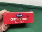 Vintage Box Of 24 Wooden Round Slotted Clothes Pins By Diamond New In Ori  Box