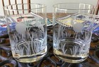 Pair Of Heron  On The Rocks Etched Glasses  11 Ounces Each  By Rolf Glass Usa