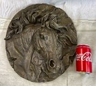 Signed Barye Unique Bronze Horse Head Sculpture Wall Mount Statue Figurine Decor