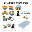 8 Pack Rainbow Enamel Pins Set  Cute Pride Lapel Pins With 2 Spare Pin Backs    