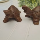 Vintage Carved Wooden Turtle Figurines 6  Shelf Sitter Set Of 2 Coastal Nautical