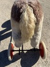 Decorative  Vintage Plush Horse Pull Toy With Red Wheels