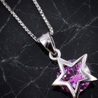 Sterling Silver Purple Amethyst Crystal Star Pendant Chain Necklace