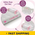 Badger Basket Wooden Doll Bed With Bedding - White pink Rose