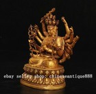 4  Old Tibet Purple Bronze Gold Gilt 1000 Arms Avalokiteshvara Of Goddess Statue