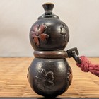 Japanese Antique Lacquer Wood Netsuke Hyotan Gourd Sakura Cherry Blossoms Japan