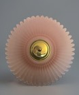 Vintage Frosted Pink Fan Design Flush Mounted Ceiling Light 14    Brass 1980s