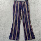 Vintage 70s 80s Striped High Waist Disco Mod Wide Leg Bell Bottom Hippie Pants 