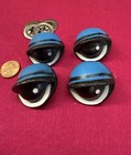 Vintage 38 Mm Blue Lidded Plastic Eyes - 2 Pairs