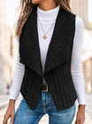 Women s Long Sweater Vest Open Front Waterfall Collar Sleeveless Knit Cardigan