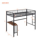 Heavy Duty Metal Twin Bunk Bed Loft Bed Kids With Desk Ladder Guardrails Black
