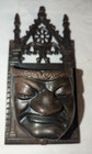 Antique Victorian Cast Iron Angry Buddha Face Gothic Match Safe