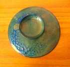 Vintage Mid Century Enamel Over Metal Trinket Dish In Blues greens