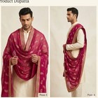 Men Wedding Stole Groom Indian Dupatta Handmade Silk Traditional Pink Scarves