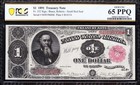 Amazing Gem Uncirculated 1891  1  stanton  Treasury Note  Pcgs 65 Ppq  Free Ship