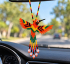 Handmade Hummingbird Ornament Crafted With Czech Seed Beads
