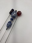Antique Victorian Edwardian Hat Pins Glass   Blue White Porcelain Bead Lot Of 3