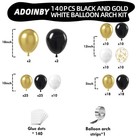 140pcs Black White Gold Confetti Balloon Arch Kit Graduation Wedding Party Decor