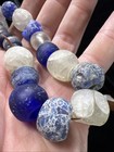 8   strand Of Choice  Cobalt Blue   Clear Dutch Dogon Glass Trade Beadsq403