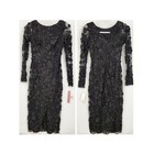 Aqua Formal Black 3d Rose Embroidered Lace Midi Dress Size 0 Nwt